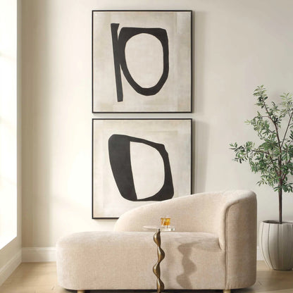 Characters Abstract Art by Uttermost in cream. Made from canvas, pine wood, mdf, acrylic in a modern style.