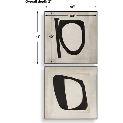 Characters Abstract Art by Uttermost in cream. Made from canvas, pine wood, mdf, acrylic in a modern style.