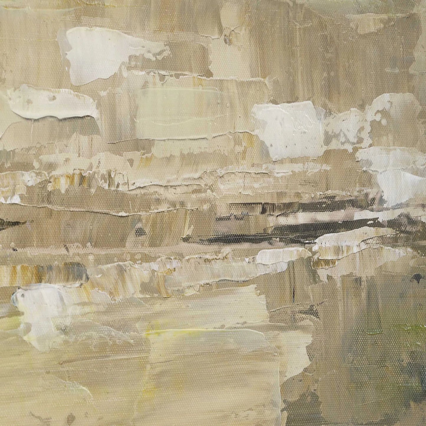 003 SI-2386741 | Closeup | Fragment Hand Painted Landscape Art by Uttermost in gray, green, beige, black. Made from pinewood, canvas, black oak veneer in a transitional style.