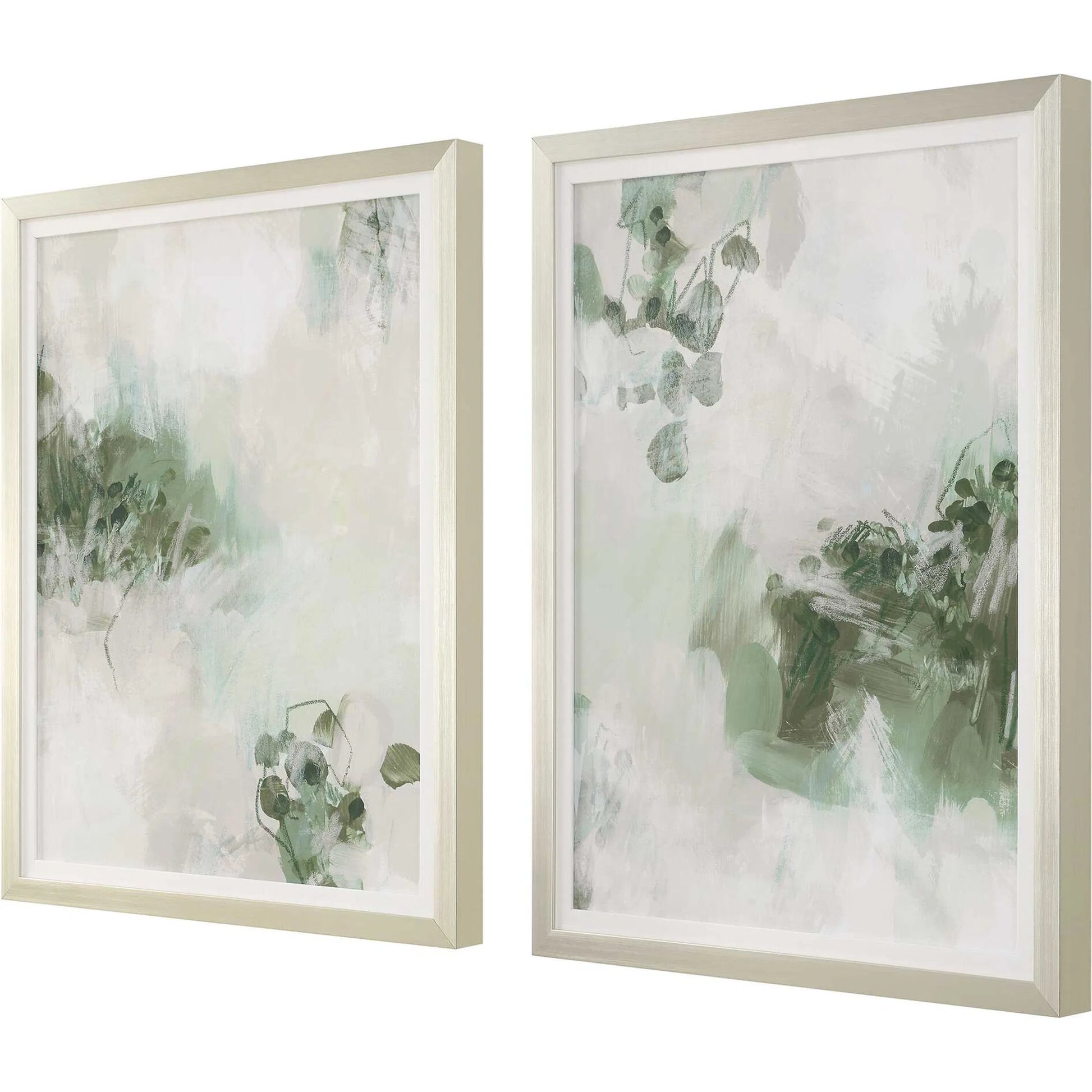 Heat of the Moment Hand Painted Canvas by Uttermost in green, gray and champagne silver. Made from plastic, mdf, linen, paper in a transitional style.