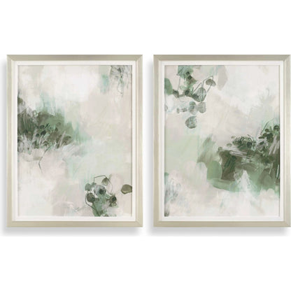 Heat of the Moment Hand Painted Canvas by Uttermost in green, gray and champagne silver. Made from plastic, mdf, linen, paper in a transitional style.