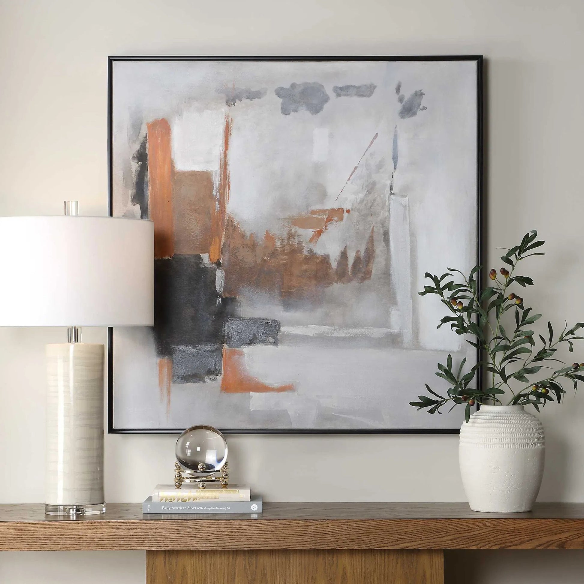 Heat of the Moment Abstract Art by Uttermost. Made from canvas, pine, plastic, mdf, acrylic in a unique style.