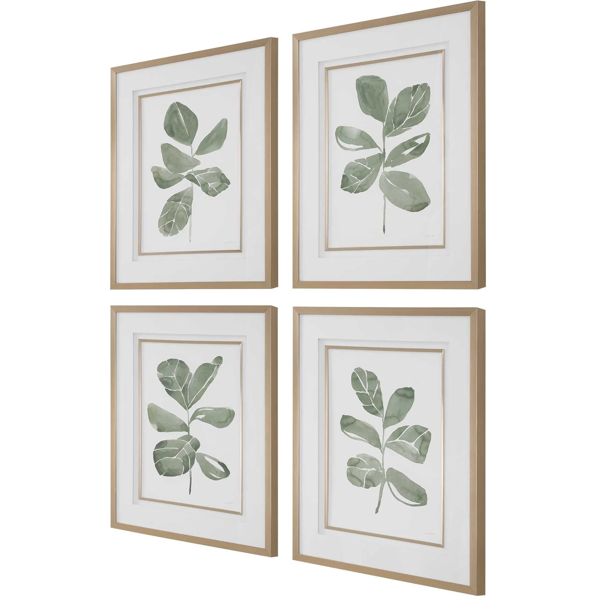 Fiddle Head Leaf Botanical Prints by Uttermost in gold. Made from plastic, mdf, glass, paper in a transitional style.