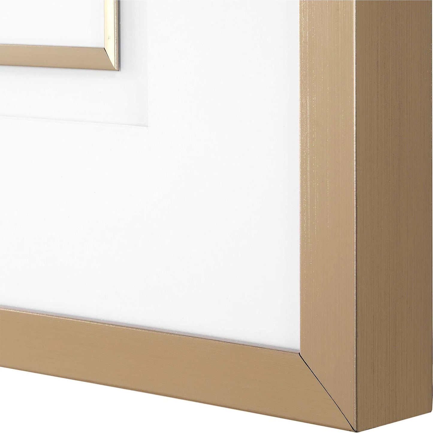 003 SI-2386742 | Closeup | Fiddle Head Leaf Botanical Prints by Uttermost in gold. Made from plastic, mdf, glass, paper in a transitional style.