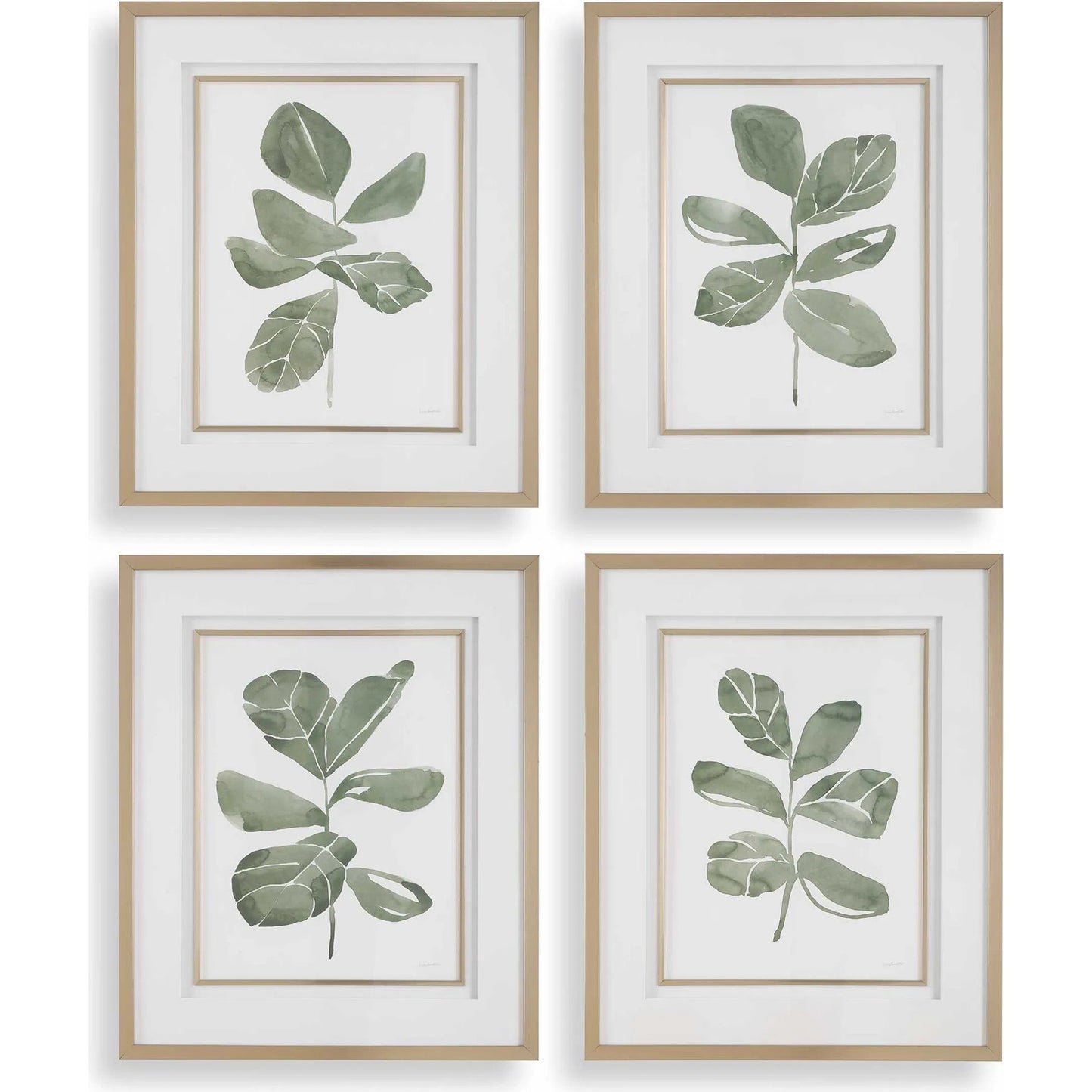 001 SI-2386742 | Primary Silo | Fiddle Head Leaf Botanical Prints by Uttermost in gold. Made from plastic, mdf, glass, paper in a transitional style.