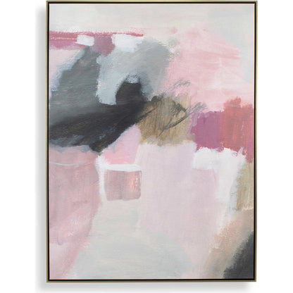 Process Framed Abstract Art by Uttermost in gold. Made from solid wood, canvas in a transitional style.