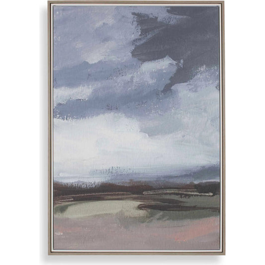 Bracing Framed Landscape Art by Uttermost in white, gray. Made from solid wood, canvas in a unique style.