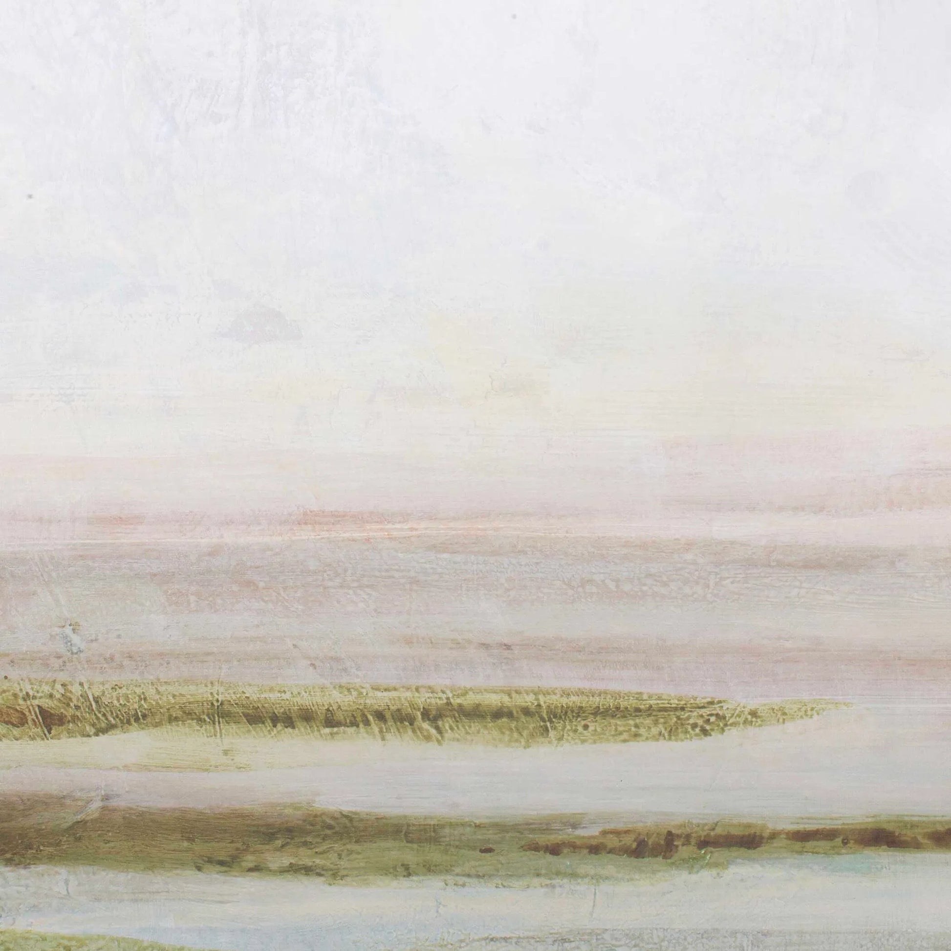 Hazy Lake Framed Landscape Art by Uttermost in gold. Made from solid wood, canvas in a coastal style.