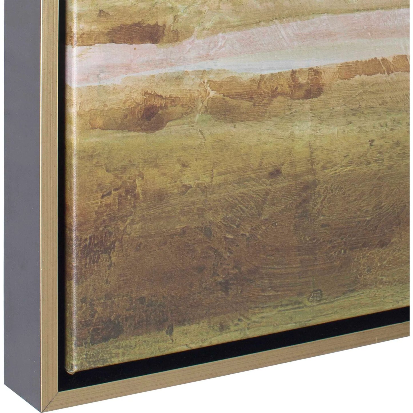 003 SI-2386748 | Closeup | Hazy Lake Framed Landscape Art by Uttermost in gold. Made from solid wood, canvas in a coastal style.