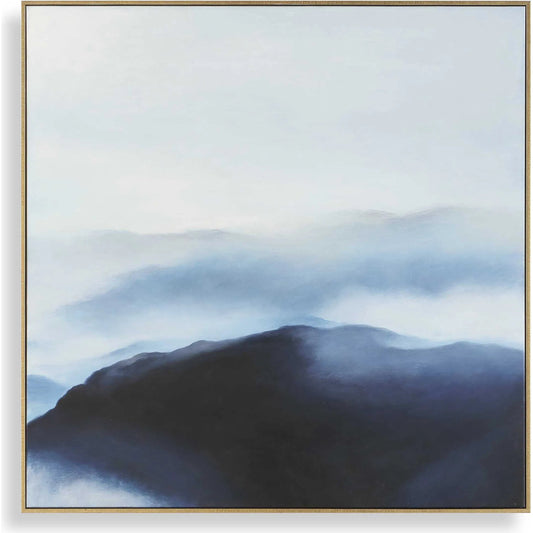 Cold Shoulder Hand Painted Landscape Art by Uttermost. Made from canvas, pine wood, ps moulding in a unique style.