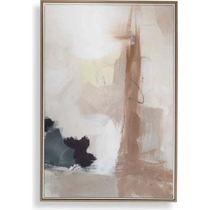 Bluster Framed Abstract Canvas by Uttermost in blue, brown, gray, orange, purple, white, yellow. Made from solid wood, canvas in a unique style.