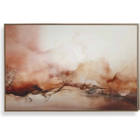 Rise Framed Modern Canvas by Uttermost in black, brown, orange, white and oak. Made from solid wood, canvas in a unique style.