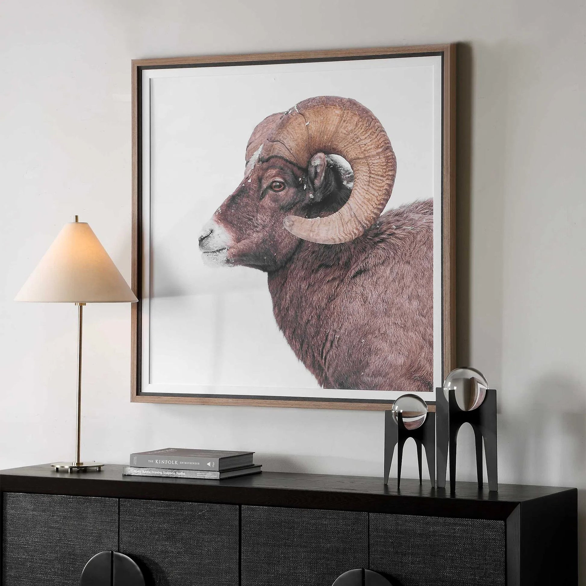 Big Horn Sheep Framed Print by Uttermost. Made from plastic, mdf, paper, linen in a unique style.