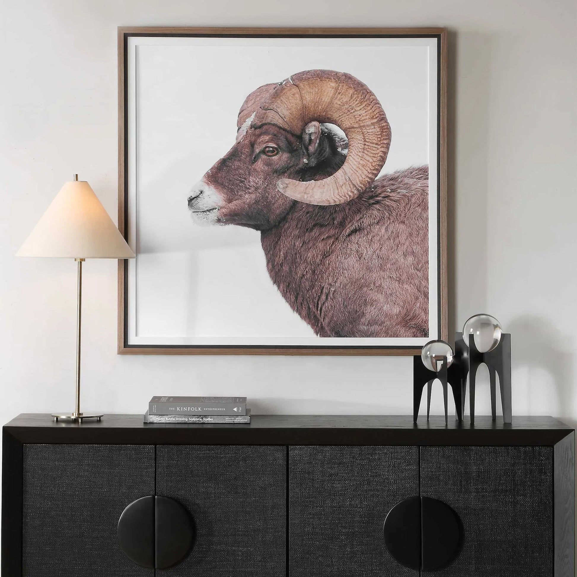 Big Horn Sheep Framed Print by Uttermost. Made from plastic, mdf, paper, linen in a unique style.