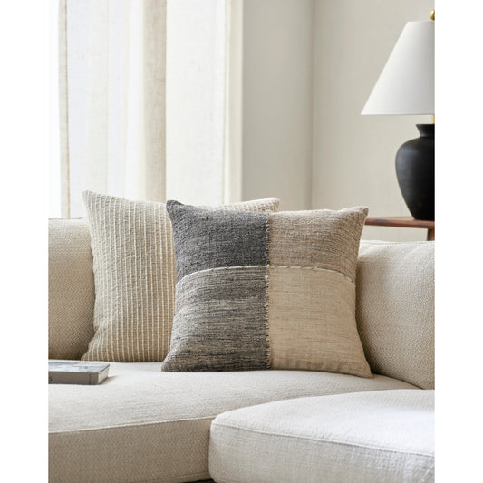 Bartram Pillow - 516424 by Surya in cream, brown, charcoal, light brown. Made from wool, cotton in a cottage & farmhouse style.