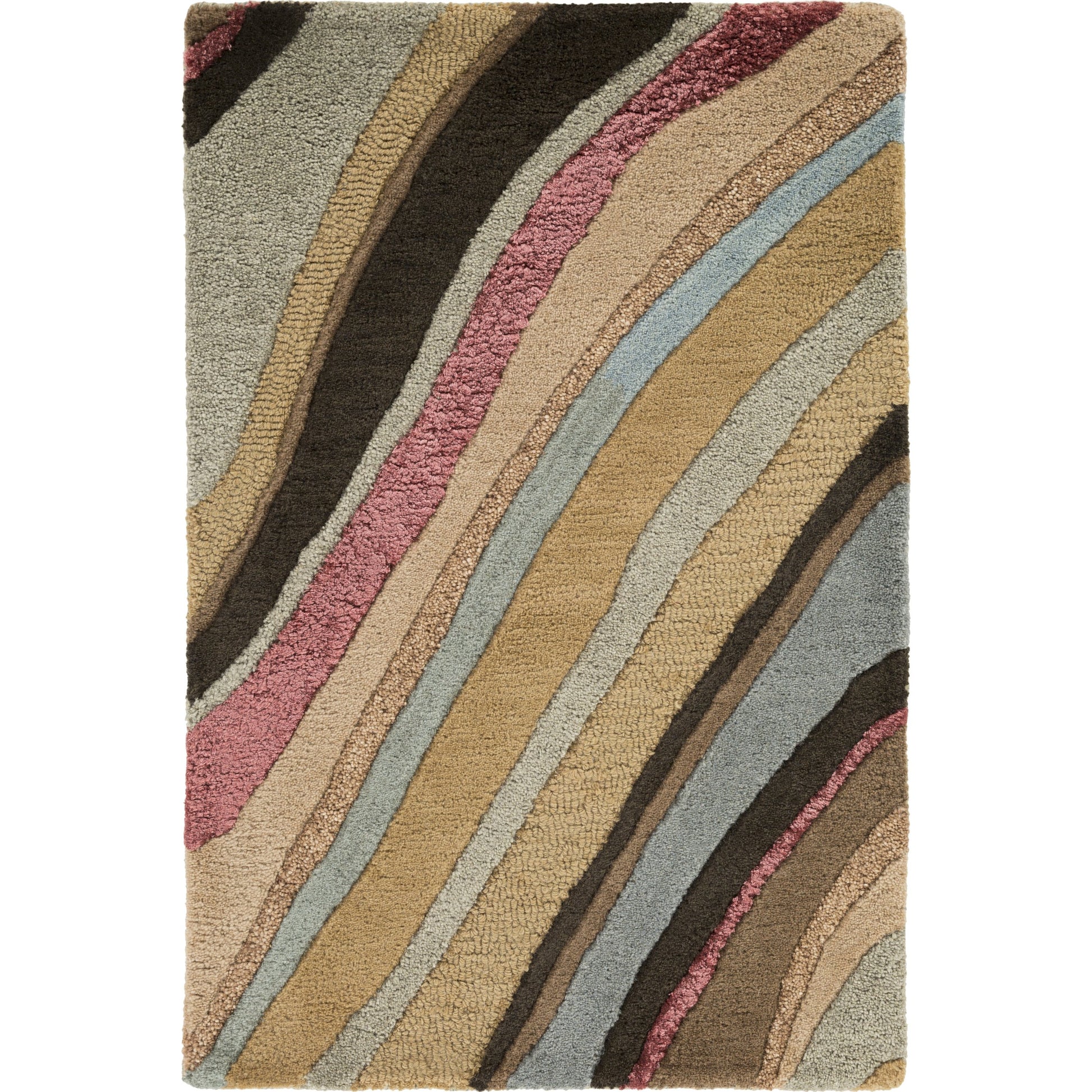 Artist Studio Rug - 1143 by Surya in medium brown, burgandy, beige, taupe, mustard. Made from 100% new zealand wool in a unique style.