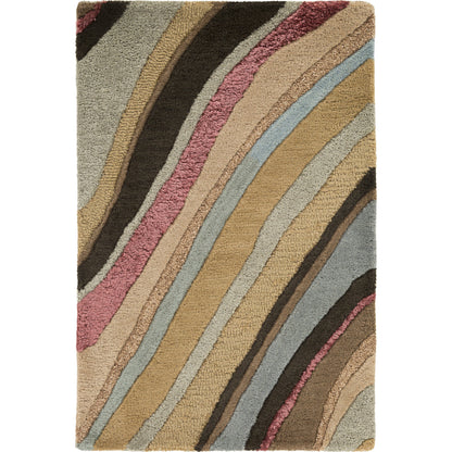 Artist Studio Rug - 1143 by Surya in medium brown, burgandy, beige, taupe, mustard. Made from 100% new zealand wool in a unique style.