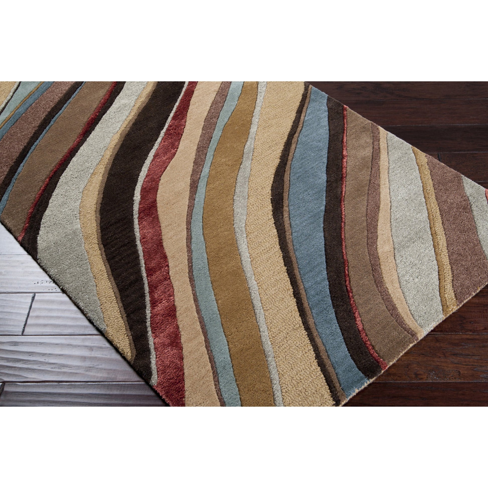 Artist Studio Rug - 1143 by Surya in medium brown, burgandy, beige, taupe, mustard. Made from 100% new zealand wool in a unique style.