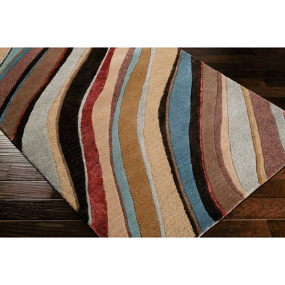 Artist Studio Rug - 1143 by Surya in medium brown, burgandy, beige, taupe, mustard. Made from 100% new zealand wool in a unique style.