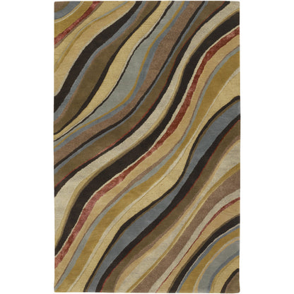 Artist Studio Rug - 1143 by Surya in medium brown, burgandy, beige, taupe, mustard. Made from 100% new zealand wool in a unique style.