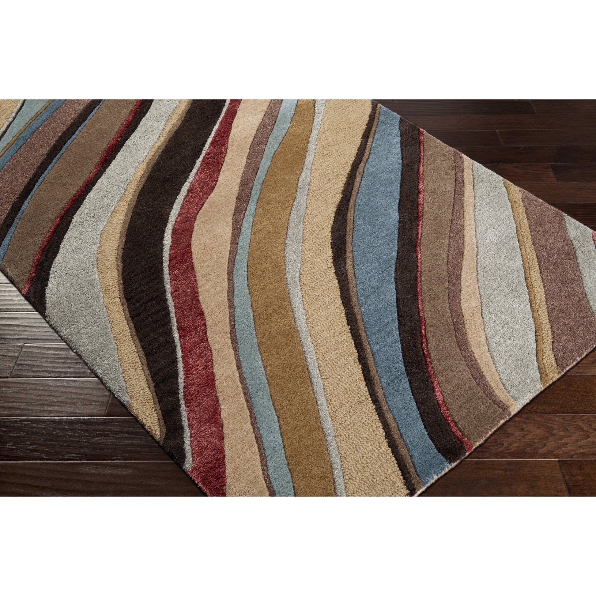 Artist Studio Rug - 1143 by Surya in medium brown, burgandy, beige, taupe, mustard. Made from 100% new zealand wool in a unique style.