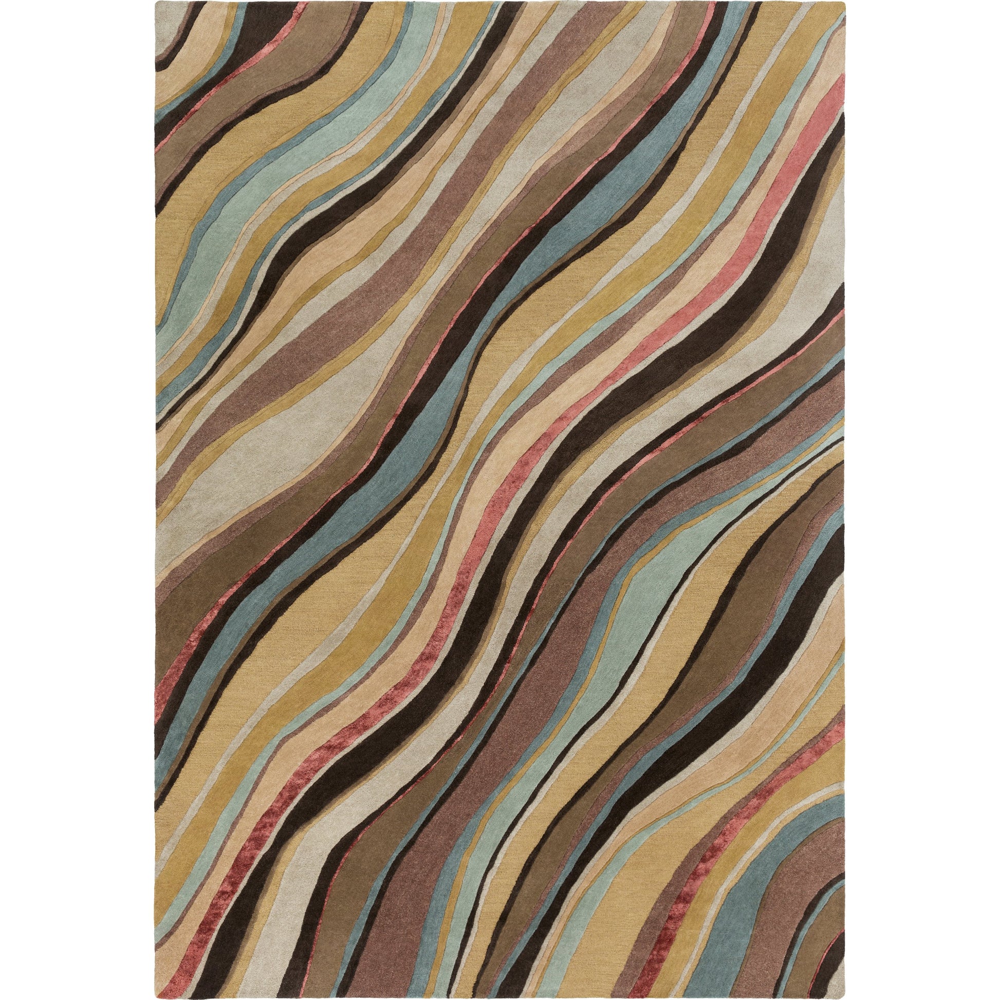 Artist Studio Rug - 1143 by Surya in medium brown, burgandy, beige, taupe, mustard. Made from 100% new zealand wool in a unique style.