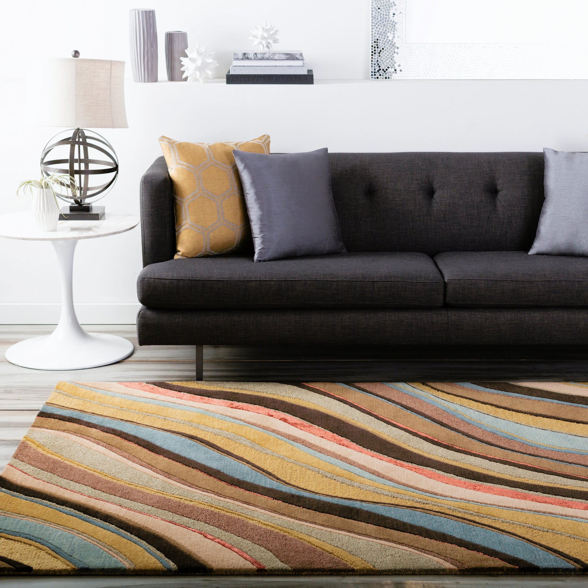 Artist Studio Rug - 1143 by Surya in medium brown, burgandy, beige, taupe, mustard. Made from 100% new zealand wool in a unique style.