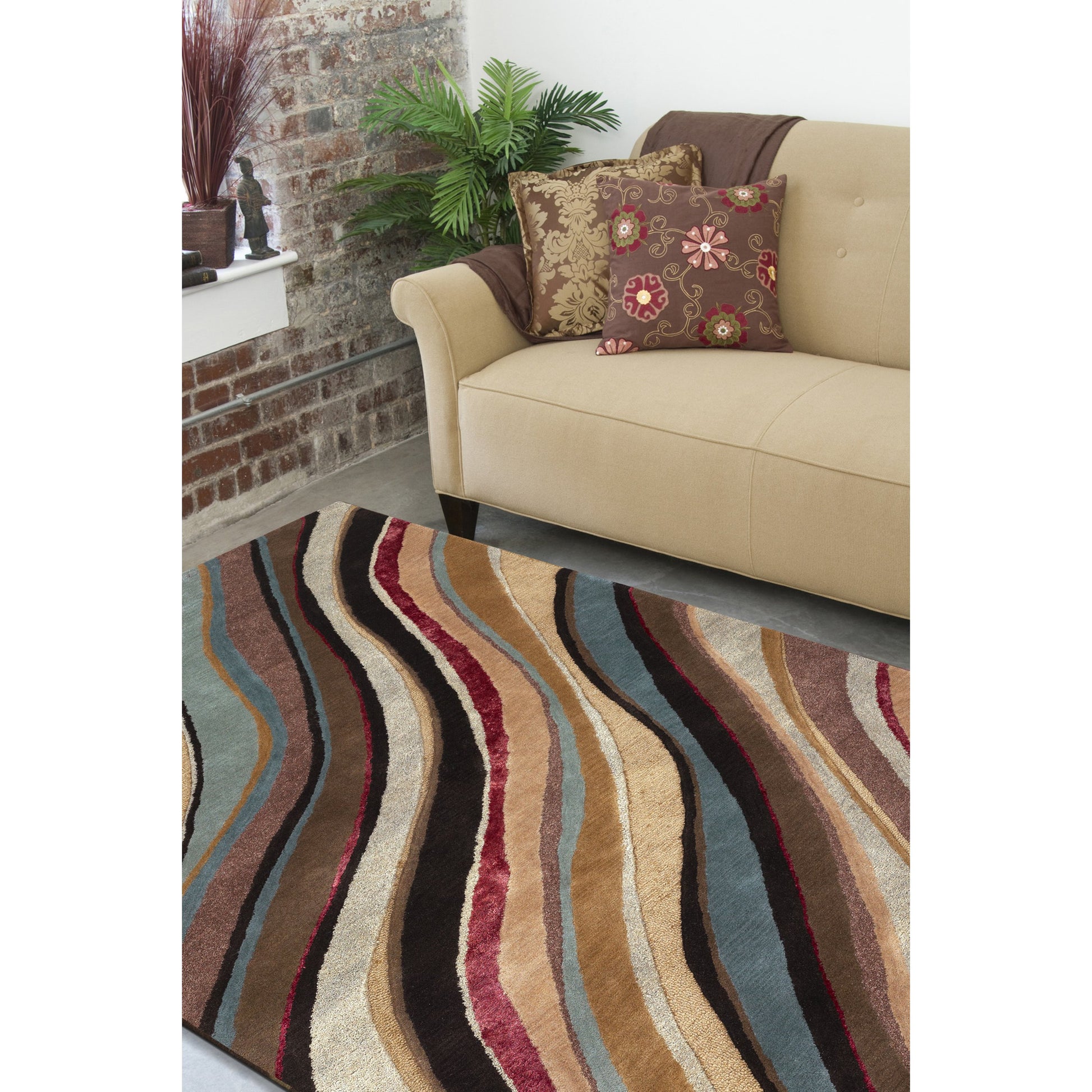 Artist Studio Rug - 1143 by Surya in medium brown, burgandy, beige, taupe, mustard. Made from 100% new zealand wool in a unique style.