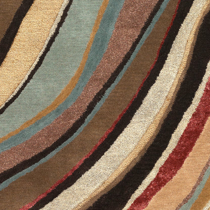 Artist Studio Rug - 1143 by Surya in medium brown, burgandy, beige, taupe, mustard. Made from 100% new zealand wool in a unique style.