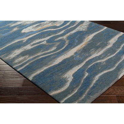Artist Studio Rug - 20974 by Surya in dark blue, seafoam, brown, tan, blue, navy. Made from 100% new zealand wool in a unique style.