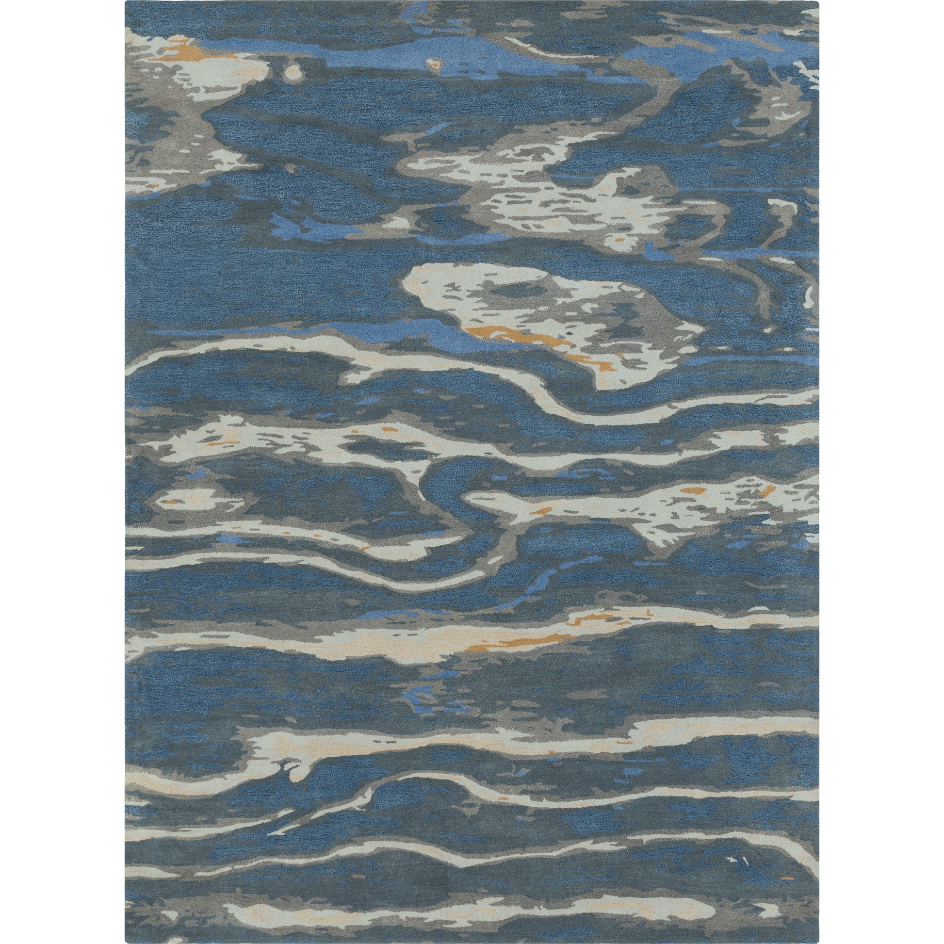 Artist Studio Rug - 20974 by Surya in dark blue, seafoam, brown, tan, blue, navy. Made from 100% new zealand wool in a unique style.
