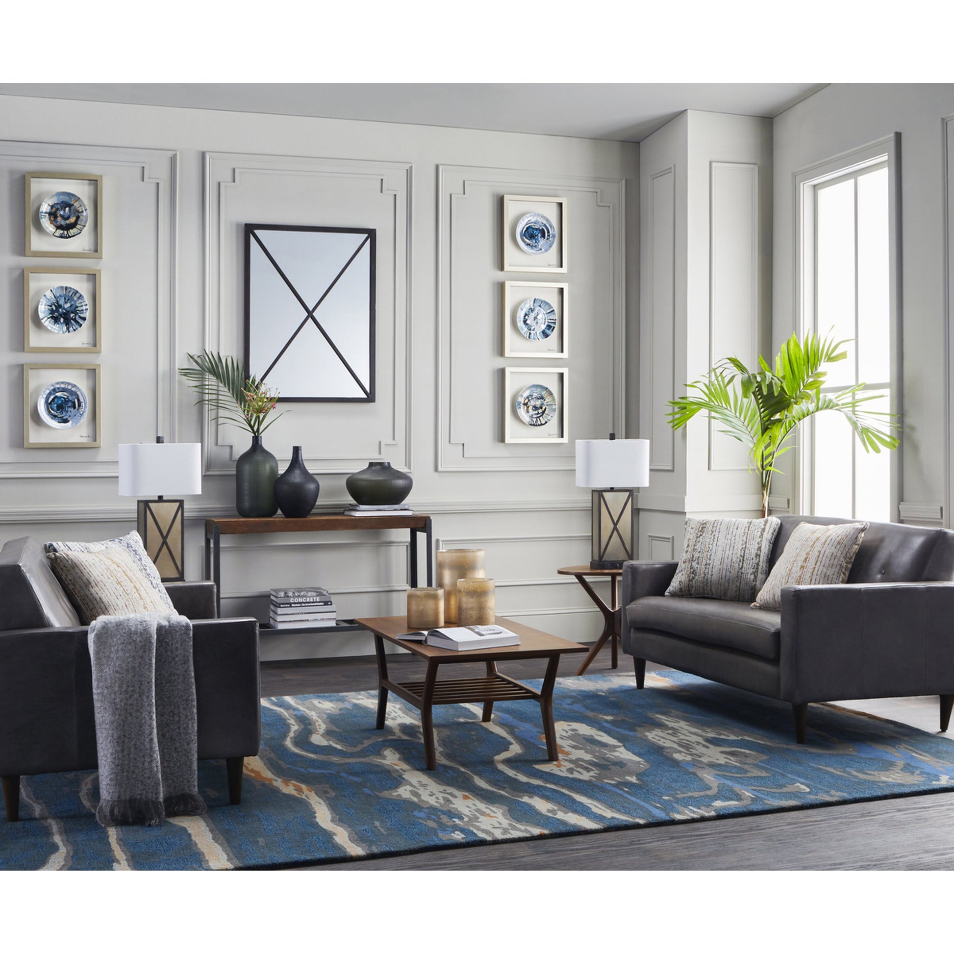 Artist Studio Rug - 20974 by Surya in dark blue, seafoam, brown, tan, blue, navy. Made from 100% new zealand wool in a unique style.