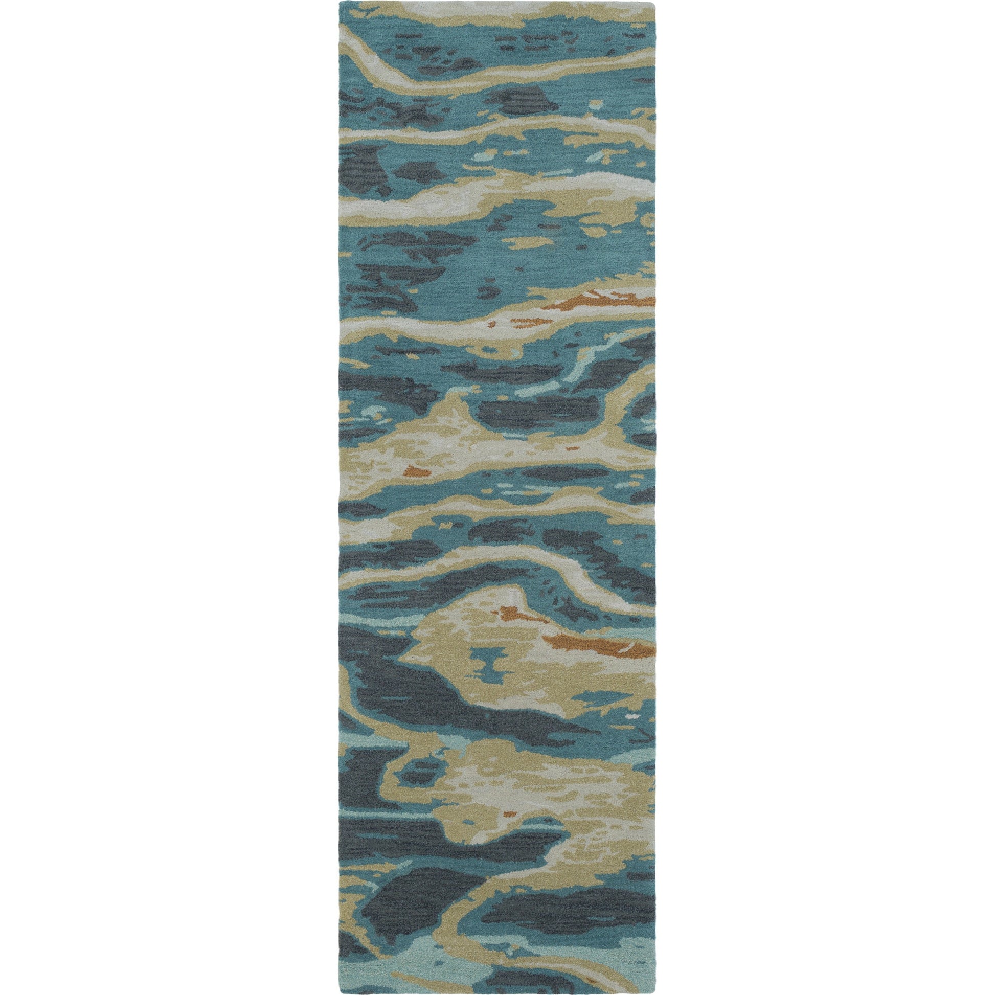 Artist Studio Rug - 20974 by Surya in dark blue, seafoam, brown, tan, blue, navy. Made from 100% new zealand wool in a unique style.