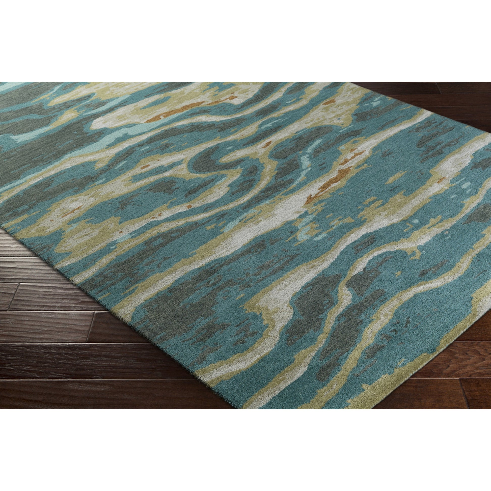 Artist Studio Rug - 20974 by Surya in dark blue, seafoam, brown, tan, blue, navy. Made from 100% new zealand wool in a unique style.