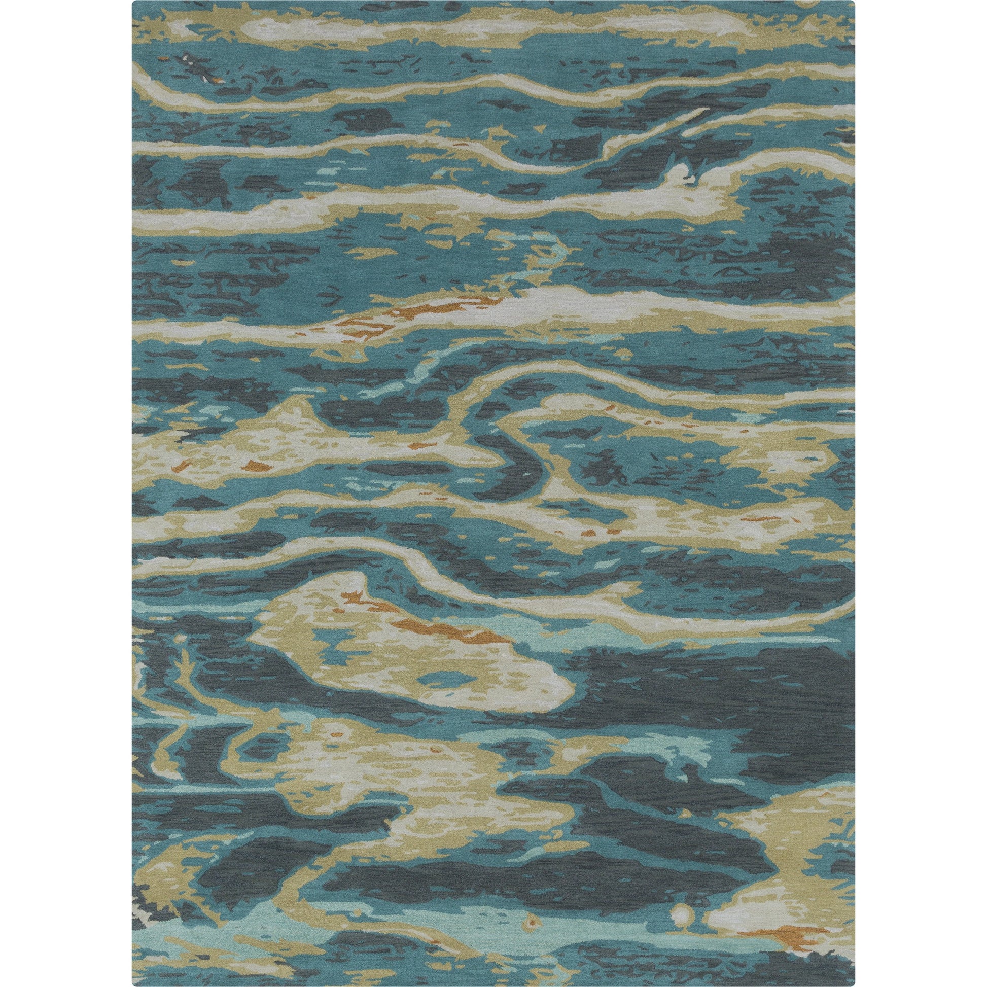 Artist Studio Rug - 20974 by Surya in dark blue, seafoam, brown, tan, blue, navy. Made from 100% new zealand wool in a unique style.