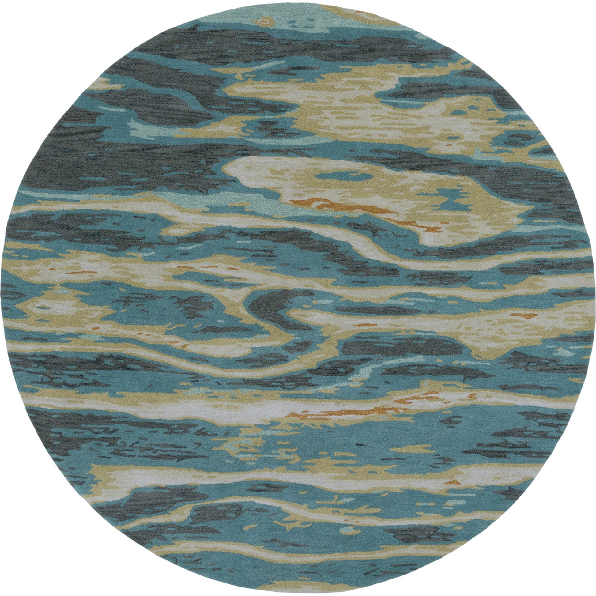 Artist Studio Rug - 20974 by Surya in dark blue, seafoam, brown, tan, blue, navy. Made from 100% new zealand wool in a unique style.