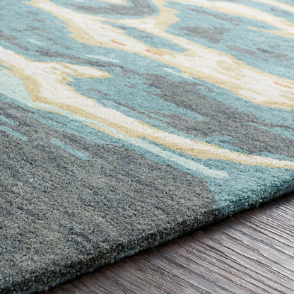 Artist Studio Rug - 20974 by Surya in dark blue, seafoam, brown, tan, blue, navy. Made from 100% new zealand wool in a unique style.