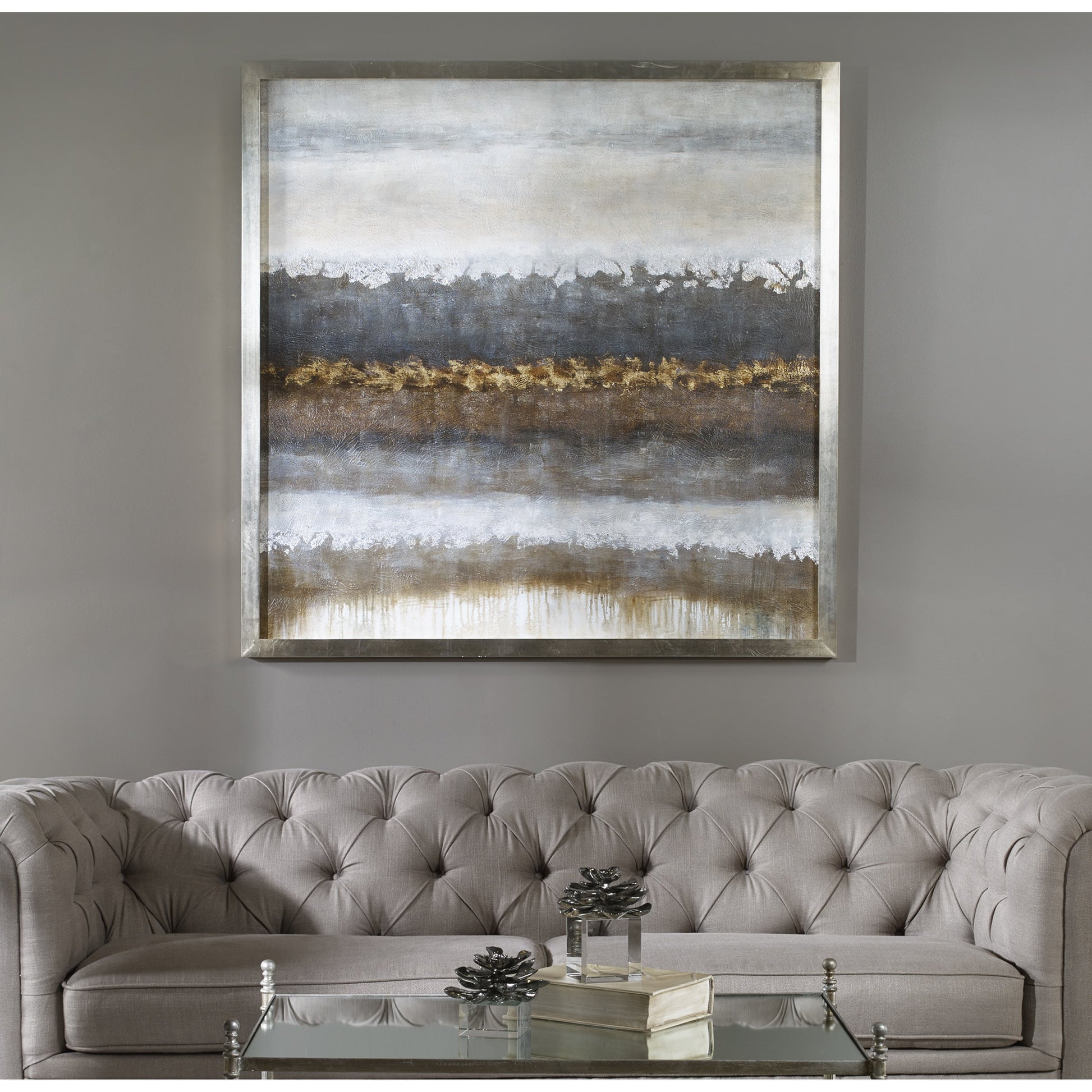 Layers Landscape Art by Uttermost in multi. Made from pine wood, canvas, acrylic in a modern style.