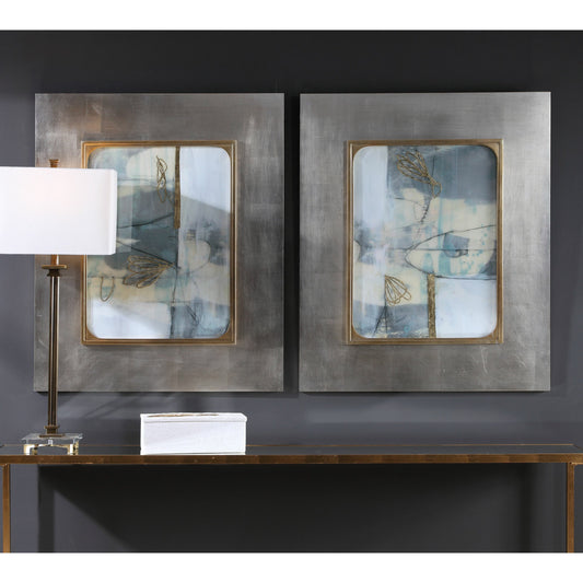 Gilded Whimsy Abstract Prints by Uttermost in multi. Made from mdf, glass, plywood, paper in a modern style.