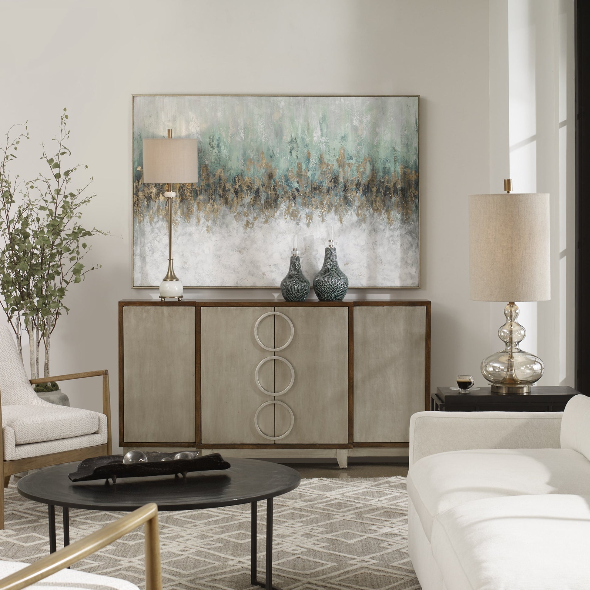 Divide Hand Painted Art by Uttermost in multi. Made from fir wood, canvas, pu frame in a modern style.