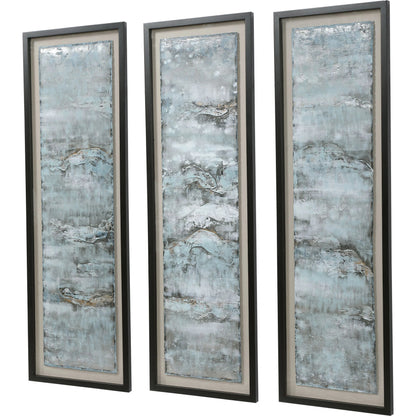 Ocean Swell Painted Art by Uttermost in multi. Made from iron, pine, mdf, glass, acrylic in a coastal style.
