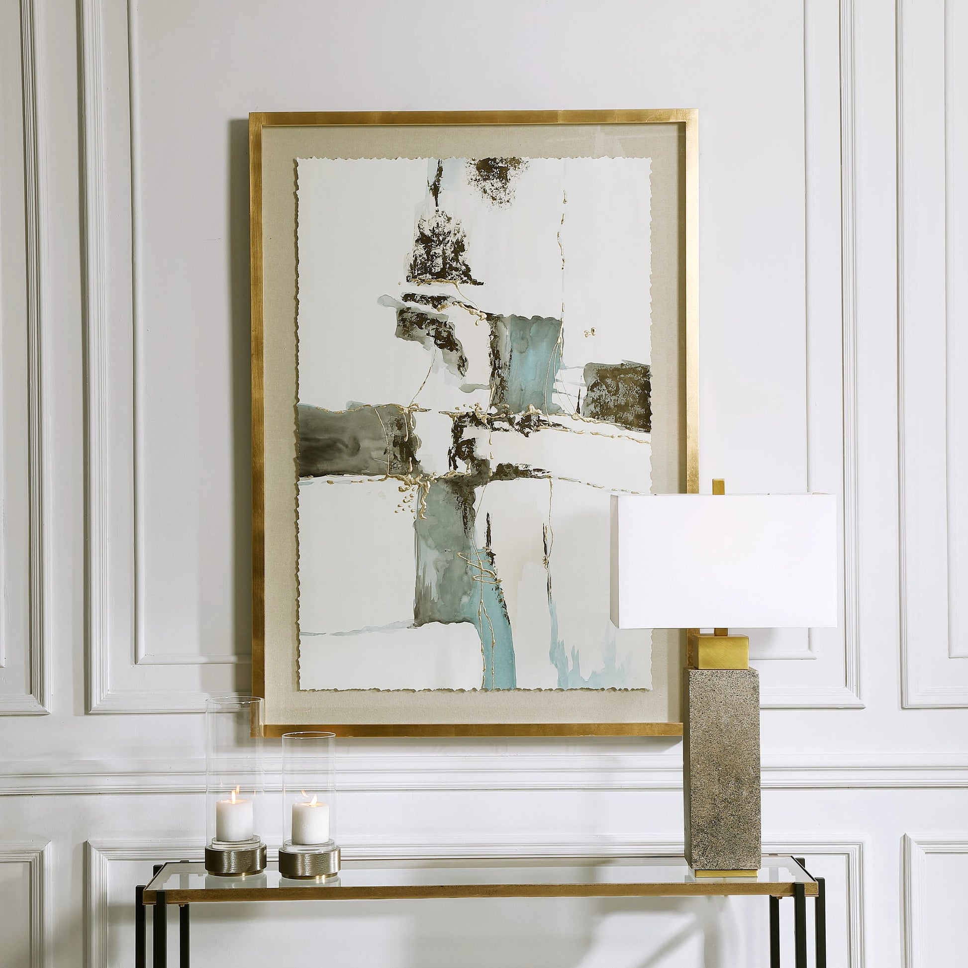 Crosswalk Abstract Art by Uttermost in multi. Made from paper, pine, mdf, glass, linen, acrylic in a modern style.