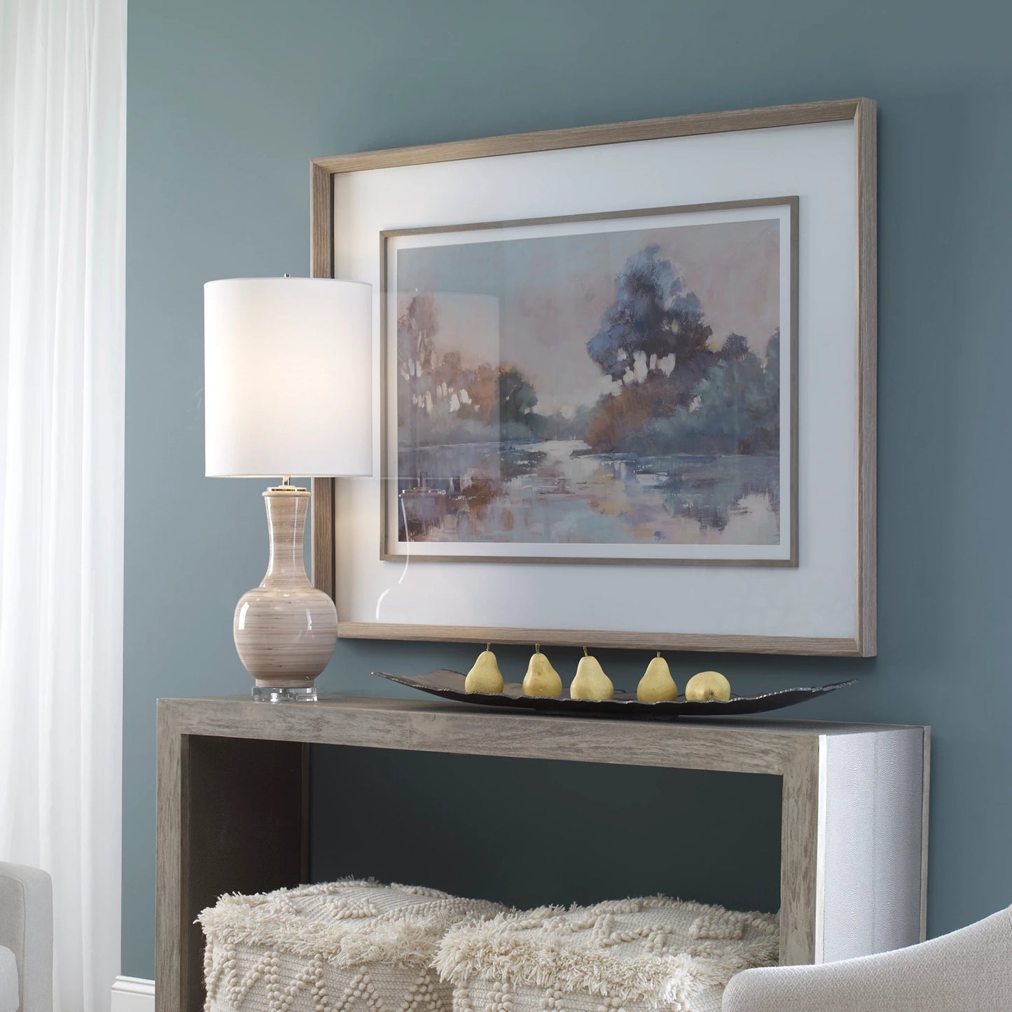 004 SI-1754828 | Lifestyle | Morning Lake by Uttermost in multi. Made from pine, glass, mdf, paper in a transitional style.