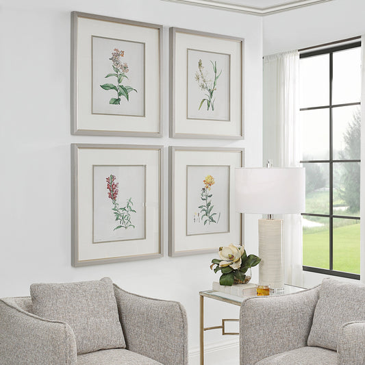 Heirloom Blooms Study Framed Prints by Uttermost in multi. Made from glass, mdf, paper, linen, veneer in a modern style.