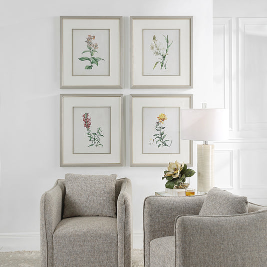 Heirloom Blooms Study Framed Prints by Uttermost in multi. Made from glass, mdf, paper, linen, veneer in a modern style.
