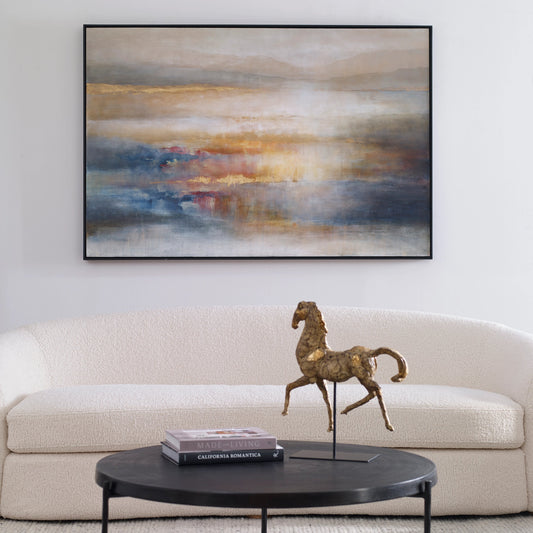 Seafaring Dusk Hand Painted Canvas by Uttermost in multi and black. Made from canvas, pine, mdf, acrylic in a modern style.
