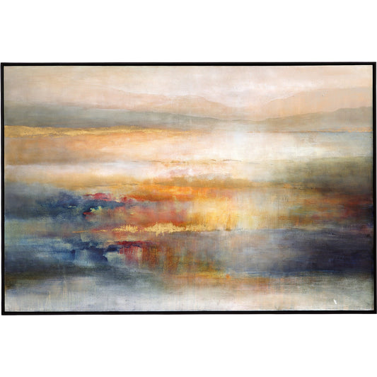 Seafaring Dusk Hand Painted Canvas by Uttermost in multi and black. Made from canvas, pine, mdf, acrylic in a modern style.