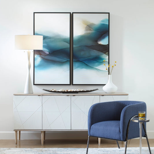 September Desert Framed Canvas by Uttermost in multi and black. Made from solid wood, canvas, lacquer paint in a modern style.