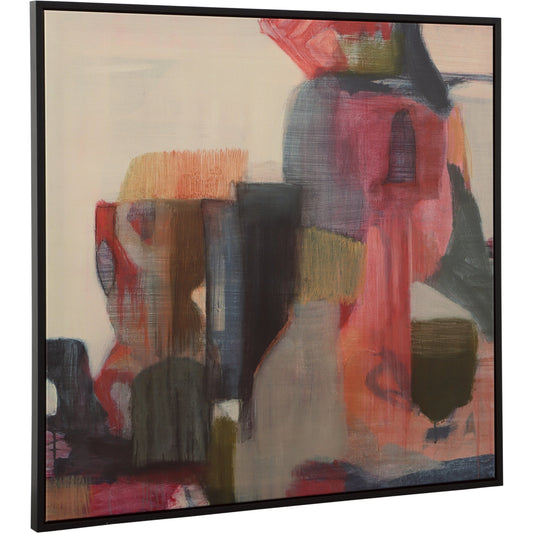 Geranium and Ginger Framed Canvas by Uttermost in multi and black. Made from solid wood, canvas, lacquer paint in a modern style.
