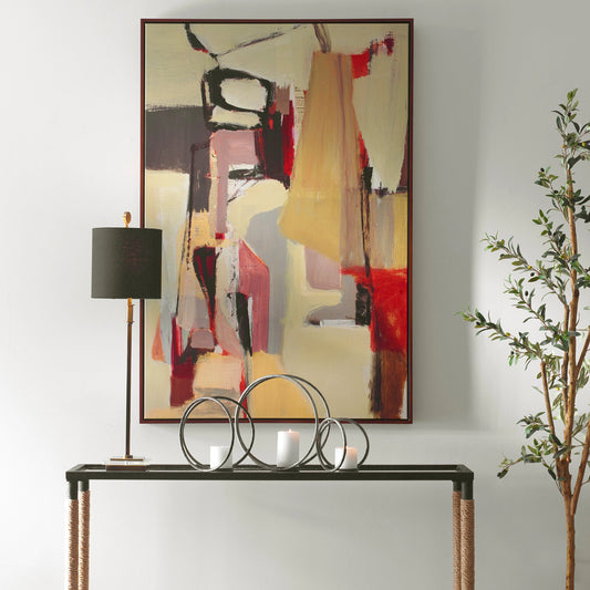 Peaches Framed Canvas Art by Uttermost in multi and walnut. Made from solid wood, canvas in a modern style.